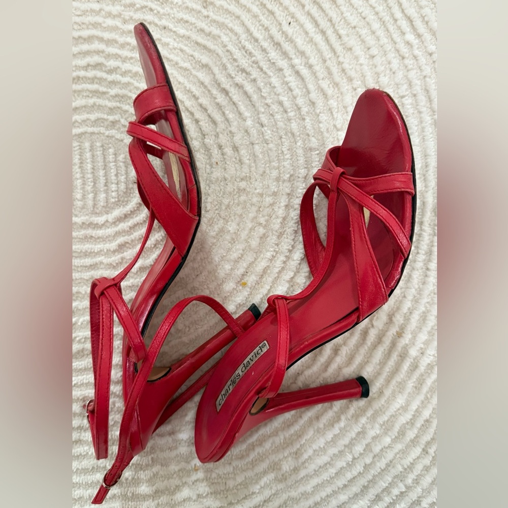 Charles David Vibrant Red Strappy Sandals
